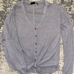 Grey Button Front Top Urban Outfitters Shirt